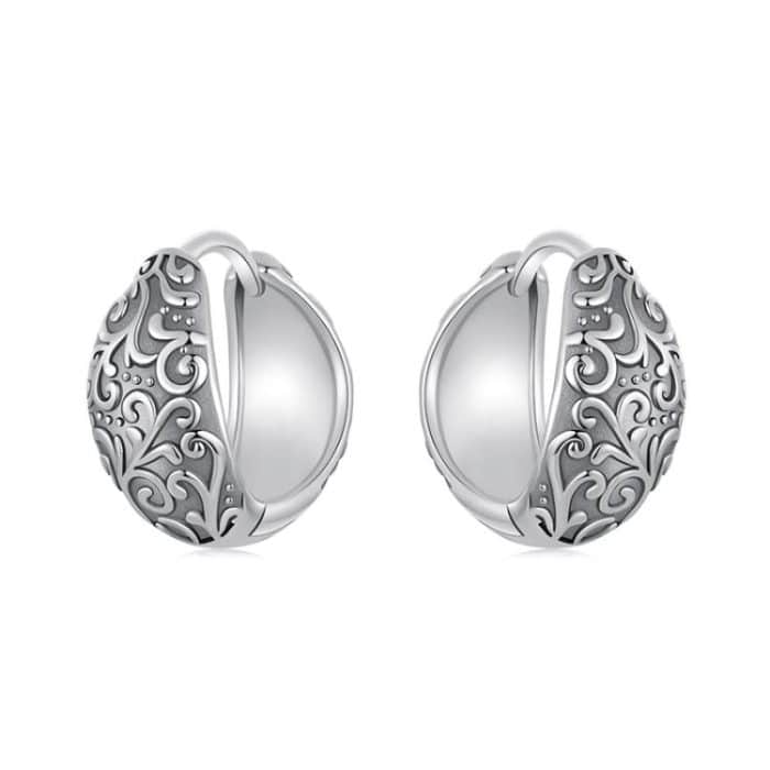 S925 Sterling Silver Oxidized Pattern Earrings – Bild 1