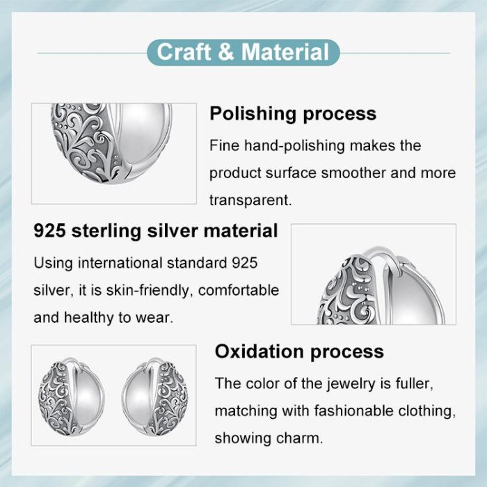 S925 Sterling Silver Oxidized Pattern Earrings – Bild 5