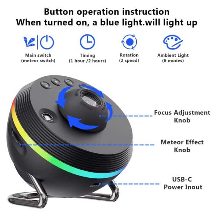 USB Plug-in Space Ball HD Galaxy Projector Lamp Dynamic Meteor Starry Sky Atmosphere Light – Bild 3