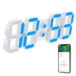 APP Remote Control 3D Led Wall Digital Color Clock Alarm /Date/Temp Display Wall & Table Clock, 22.5 x 9.4 x 2.2cm, 38.2 x 12.8 x 2.4cm