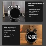 12/24H LED Screen Alarm Clock Loud Metal Clock With Night Light Plug-In Children Clock – Bild 4