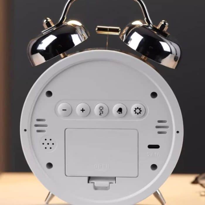 12/24H LED Screen Alarm Clock Loud Metal Clock With Night Light Plug-In Children Clock – Bild 6