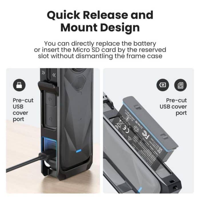 aMagisn Metal Cage for Insta360 X5 Wind Noise Reduction, Shockproof Mount with Dual Cold Shoe – Bild 11