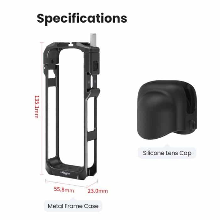 aMagisn Metal Cage for Insta360 X5 Wind Noise Reduction, Shockproof Mount with Dual Cold Shoe – Bild 13