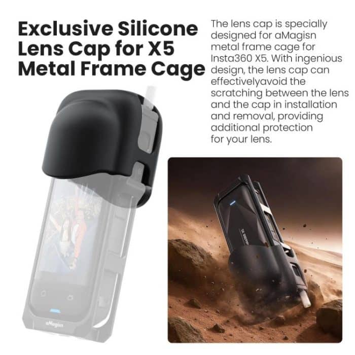 aMagisn Metal Cage for Insta360 X5 Wind Noise Reduction, Shockproof Mount with Dual Cold Shoe – Bild 4