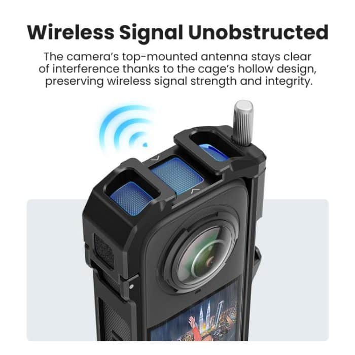 aMagisn Metal Cage for Insta360 X5 Wind Noise Reduction, Shockproof Mount with Dual Cold Shoe – Bild 8