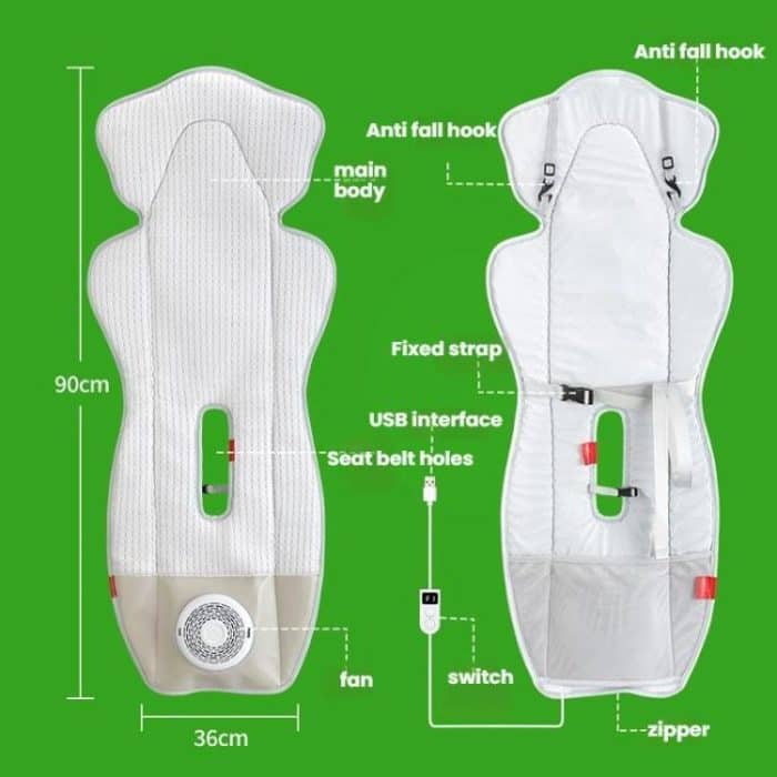 USB Powered Cooling Pad Baby Kinderwagen Sitzkissen Mit Fan 3 Geschwindigkeit Einstellbar Ebenen – Bild 13