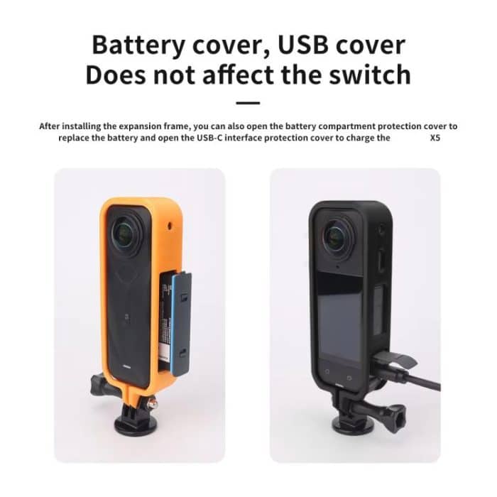 For Insta360 X5 360 Camera CQT Expandable Protective Cage Shockproof Case, Vertical Black, Horizontal Black, Vertical Orange, Horizontal Orange – Bild 6