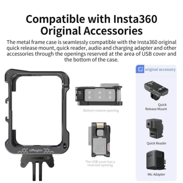 For Insta360 Ace Pro 2 / Ace Pro Camera AMagisn Quick Release Metal Cage Horizontal & Vertical Shooting Protective Frame – Bild 11
