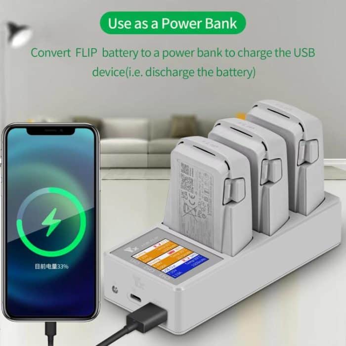Für DJI Flip Drone YX 3-Kanal-Batterieladegerät mit Farb-LCD-Bildschirm Smart Charging Hub – Bild 4
