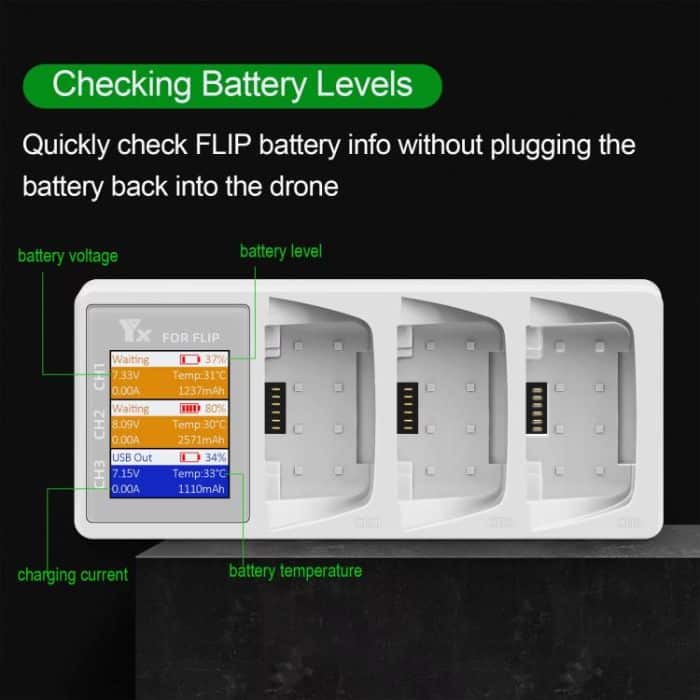 Für DJI Flip Drone YX 3-Kanal-Batterieladegerät mit Farb-LCD-Bildschirm Smart Charging Hub – Bild 6