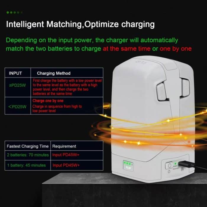 Für DJI Flip YX 2-Wege-Vertikal-Batterieladegerät, bidirektionales Batteriemanagementsystem – Bild 3