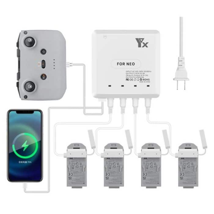 For DJI Neo Drone YX 4-port Battery Charger Charging Hub, US Plug, EU Plug, UK Plug, AU Plug – Bild 2
