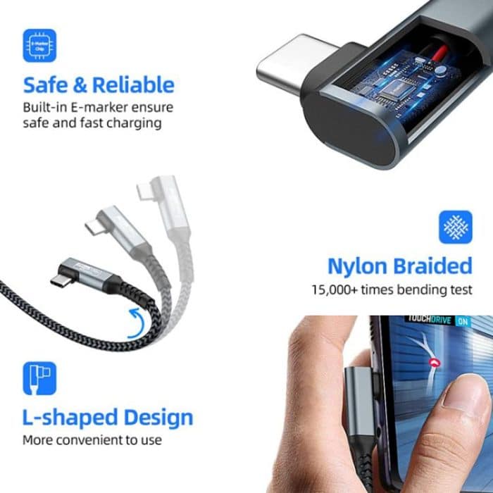 5 m Typ-C VR-Streaming-Verbindungskabel 10 GB Hochgeschwindigkeitsübertragungs-Ellbogenkabel für Smart-Geräte, für Meta Quest 2/3 / PICO 4 / Apple Vision Pro / PSVR 2 – Bild 5