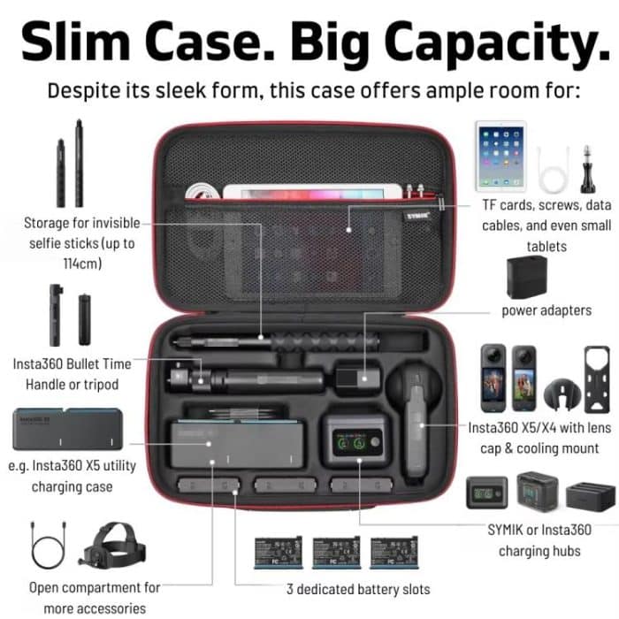 For Insta360 X5 / X4 Camera SYMIK Large Capacity Storage Bag Handbag Messenger Carrying Case – Bild 4