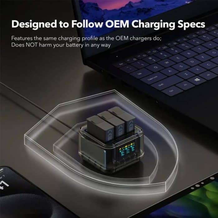 For Insta360 Ace Pro/Ace Pro 2 Battery Charger 3-Channel Fast Charging Station With OLED Screen, For Insta360 Ace Pro/Ace Pro 2 – Bild 8