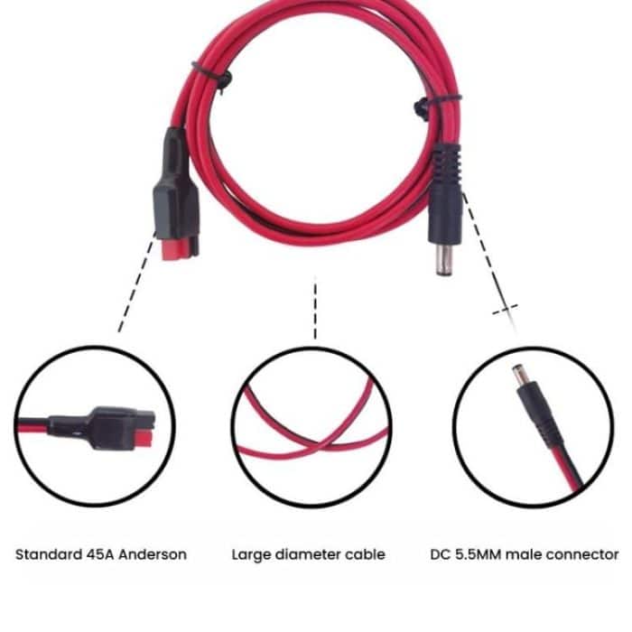 45A Anderson to DC5521 Male Cable 14AWG Heavy Duty Solar Panel Charging Cable, 45A Anderson to DC5521 Male – Bild 3