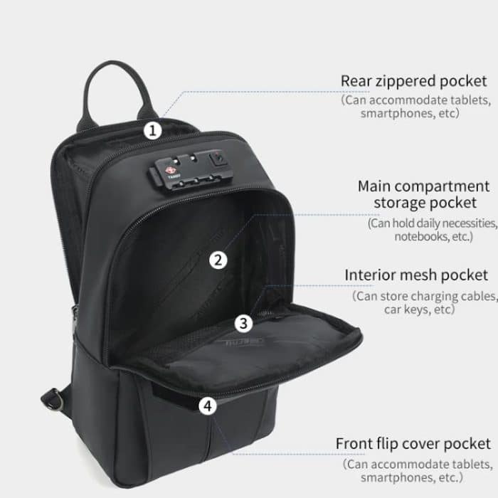 Tigernu Men Large Capacity Chest Bag Anti-Theft Crossbody Shoulder Bag with TSA007 Approved Lock, Tigernu Black – Bild 8