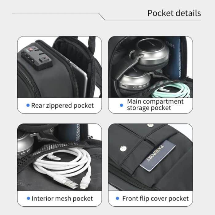 Tigernu Men Large Capacity Chest Bag Anti-Theft Crossbody Shoulder Bag with TSA007 Approved Lock, Tigernu Black – Bild 9