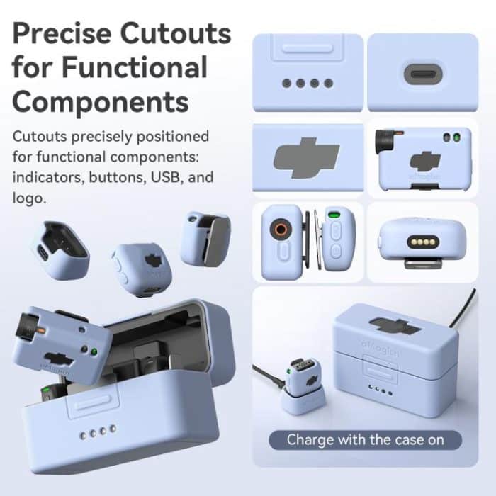 For DJI Mic Mini aMagisn MP01 Silicone Protective Case, 3 In 1 Black, 3 In 1 Gray, 3 In 1 Pink, 3 In 1 Purple, 3 In 1 Blue, 4 In 1 Black, 4 In 1 Gray, 4 In 1 Pink, 4 In 1 Purple, 4 In 1 Blue – Bild 4