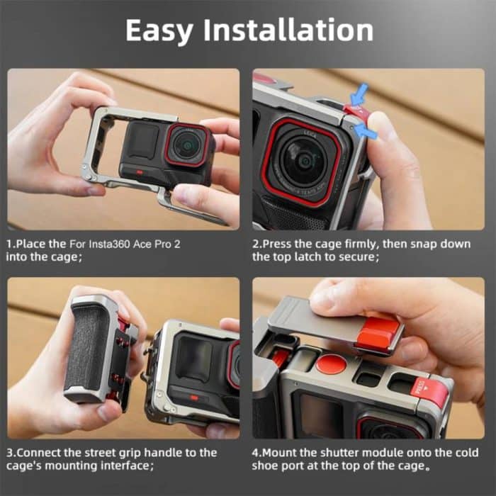 For Insta360 Ace Pro 2 / Ace Pro Flymile Xplorer Grip Kit Street Photography Handle Metal Cage Case – Bild 12