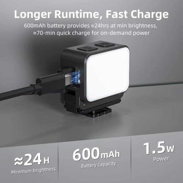 For DJI Action 5 Pro/ Action 4 Flymile 20 LEDs Magnetic Fill Light Rechargeable Video Light 3000K/4440K/8700K Adjustable – Bild 8