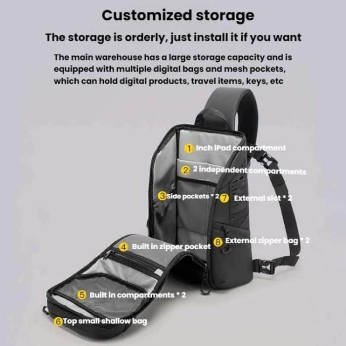 BANGE FW-227 Men Outdoor Cycling Breast Pack Crossbody Bag Large Capacity Hiking Backpack, FW-227 – Bild 7