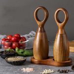 7 Inch Manual Acacia Wood Ceramic Core Grinder Multi Purpose Grinder, Single, Double+Base – Bild 2