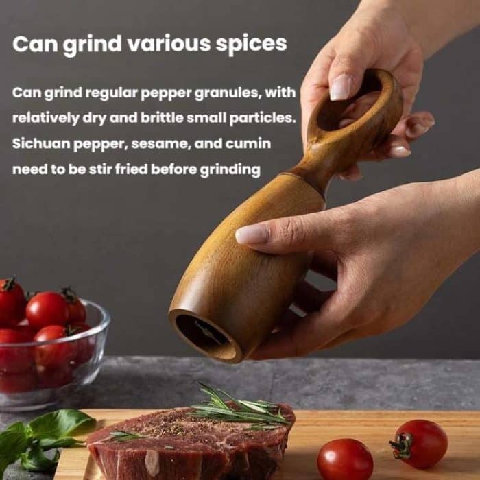 7 Inch Manual Acacia Wood Ceramic Core Grinder Multi Purpose Grinder, Single, Double+Base – Bild 3