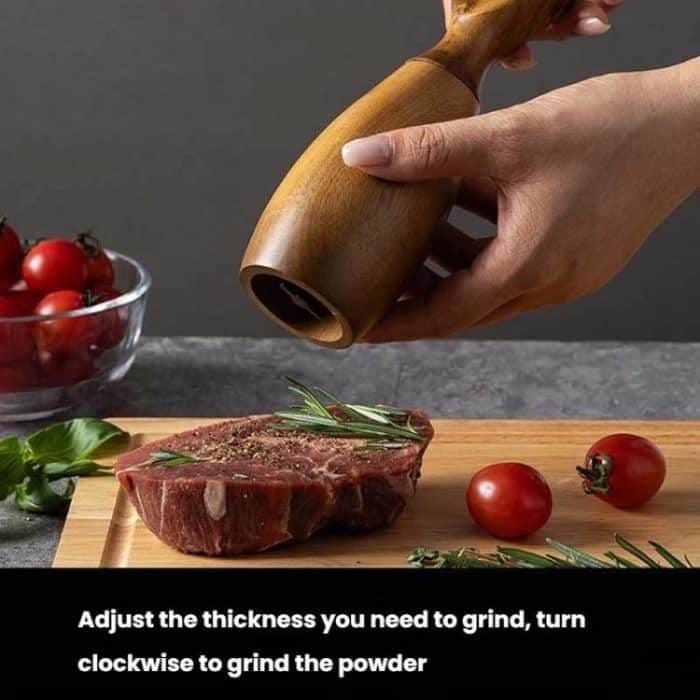 7 Inch Manual Acacia Wood Ceramic Core Grinder Multi Purpose Grinder, Single, Double+Base – Bild 5