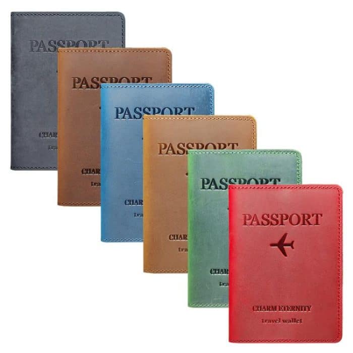 Crazy Horse Leather Passport Holder Ticket Case Travel Document Organizer For Men & Women – Bild 2