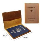 Crazy Horse Leather Passport Holder Ticket Case Travel Document Organizer For Men & Women – Bild 3