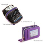 Women Minimalist Accordion Wallet Coin Purse Card Organizer With Double Zipper ID Window – Bild 4