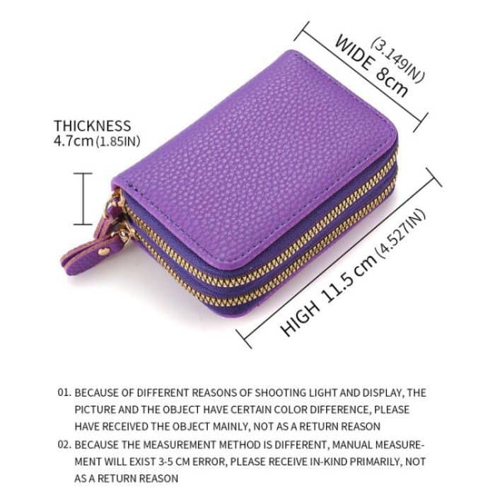 Women Minimalist Accordion Wallet Coin Purse Card Organizer With Double Zipper ID Window – Bild 6