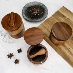 Wooden Salt Jar Storage Box Seasoning Jar With Lid And Spoon, 1 Layer Single Grid, 1 Layer Double Grid, Double Layer – Bild 2