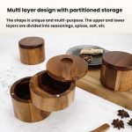 Wooden Salt Jar Storage Box Seasoning Jar With Lid And Spoon, 1 Layer Single Grid, 1 Layer Double Grid, Double Layer – Bild 6