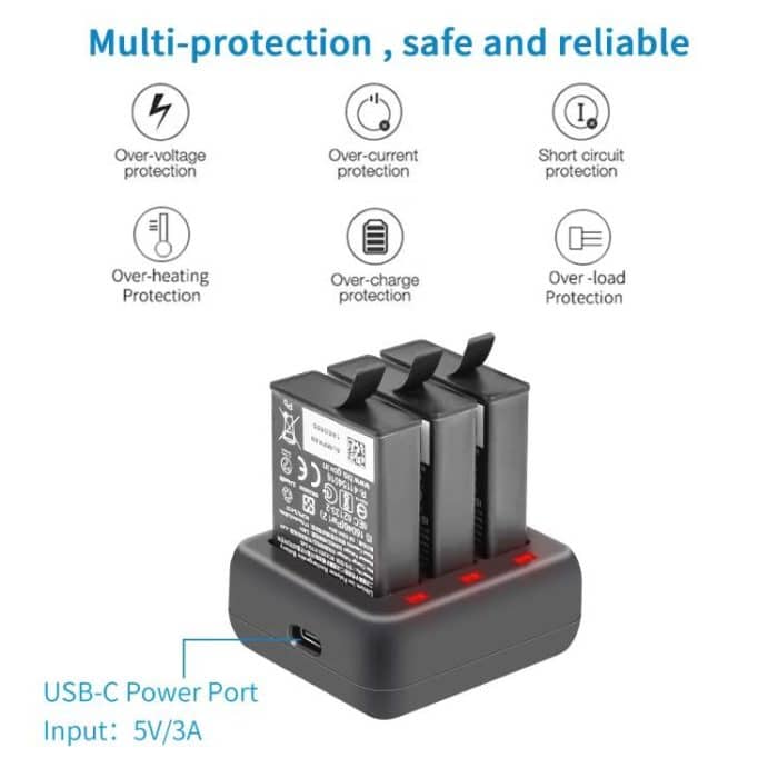 For DJI Osmo Action 4/Action 3 YX 3-Slot Battery Charger Hub Compact Charging Station, 5V 3A Tri-Slot Batteries Charger – Bild 4