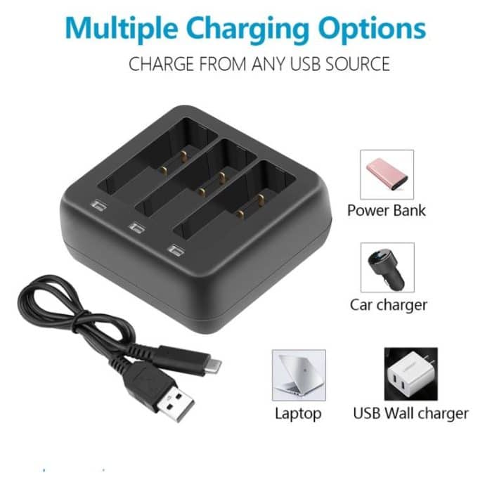 For DJI Osmo Action 4/Action 3 YX 3-Slot Battery Charger Hub Compact Charging Station, 5V 3A Tri-Slot Batteries Charger – Bild 5