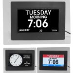 7-inch Digital Frame Calendar Day Clock With 3 Medication Alerts, 5 Custom Alarms, Multi-Language Support, US Plug White, US Plug Black, EU Plug White, EU Plug Black, AU Plug White, AU Plug Black, UK Plug White, UK Plug Black – Bild 3