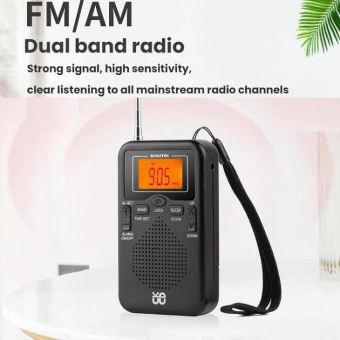 Portable FM/AM Clock-Controlled Stereo Pocket Radio Player, For EU, For US – Bild 5