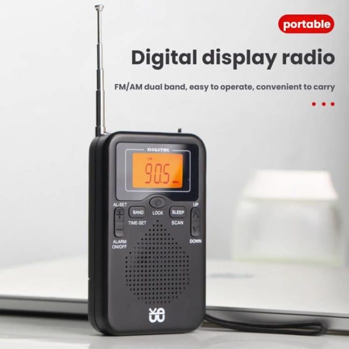 Portable FM/AM Clock-Controlled Stereo Pocket Radio Player, For EU, For US – Bild 8