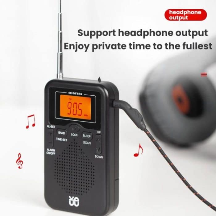 Portable FM/AM Clock-Controlled Stereo Pocket Radio Player, For EU, For US – Bild 10