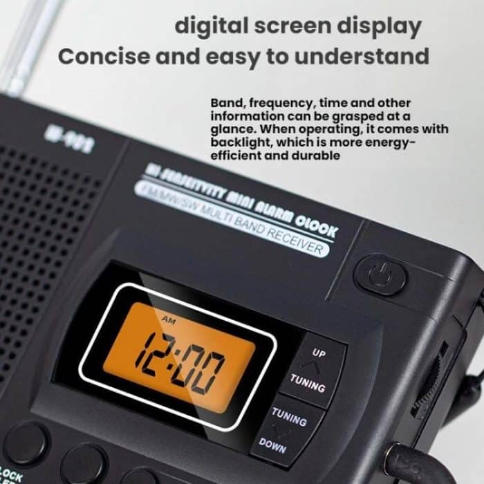 FM/AM/SW Full-Band Portable Clock LCD Clock Control Radio Player, For EU, For US – Bild 7