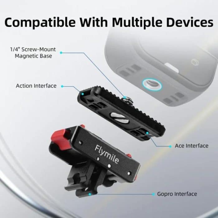 Flymile Magnetic Quick-Release Base 1/4 Inch Thread Foldable Extension Kit for Insta360 Ace Pro 2/Ace Pro/Ace/X5/X4/X3/X2, 1/4 Inch Thread Foldable Kit – Bild 4