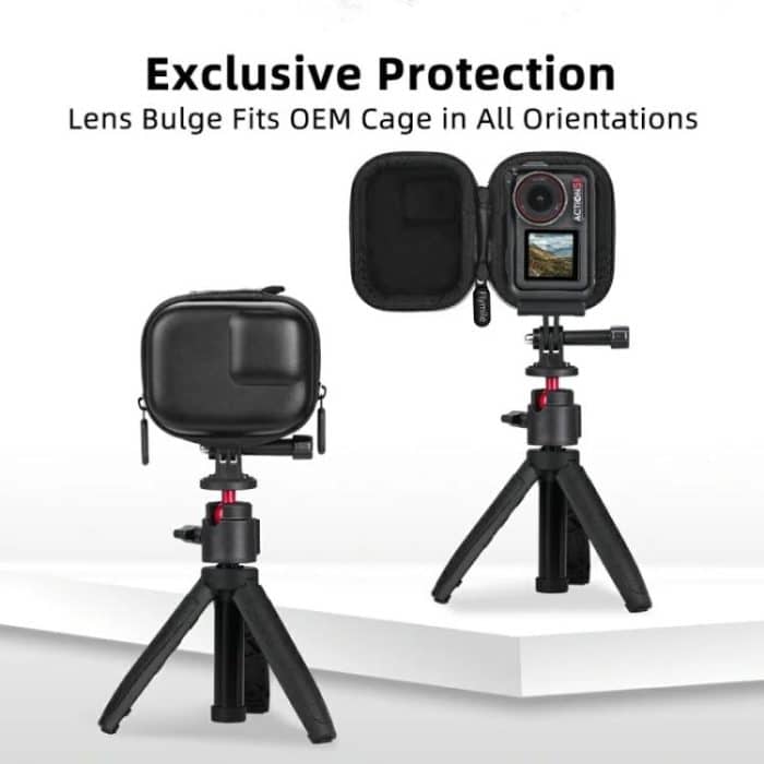 Flymile PU Mini Camera Case with Carabiner For Caged DJI Action 3/4/5 Pro/Insta360 Ace Pro 2/1/GoPro – Bild 3