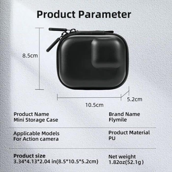 Flymile PU Mini Camera Case with Carabiner For Caged DJI Action 3/4/5 Pro/Insta360 Ace Pro 2/1/GoPro – Bild 8