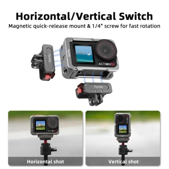 For DJI Osmo Action 5 Pro/4/3 Flymile Metal Protective Cage with Cold Shoe Mount – Bild 3