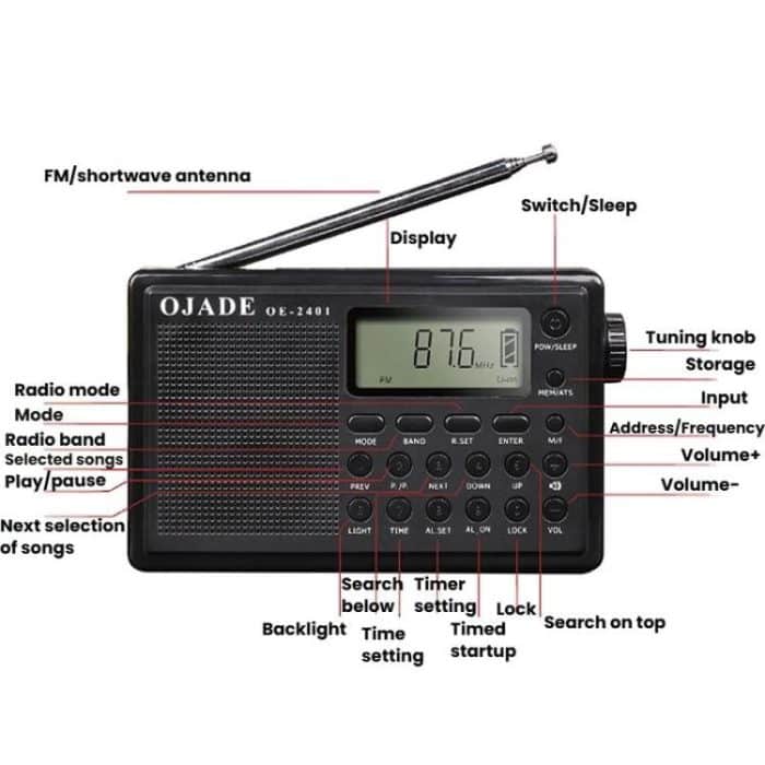 OJADE OE-2401 Full-Band Full-Channel Portable High Sensitivity Digital Display Bluetooth Stereo Radio – Bild 4