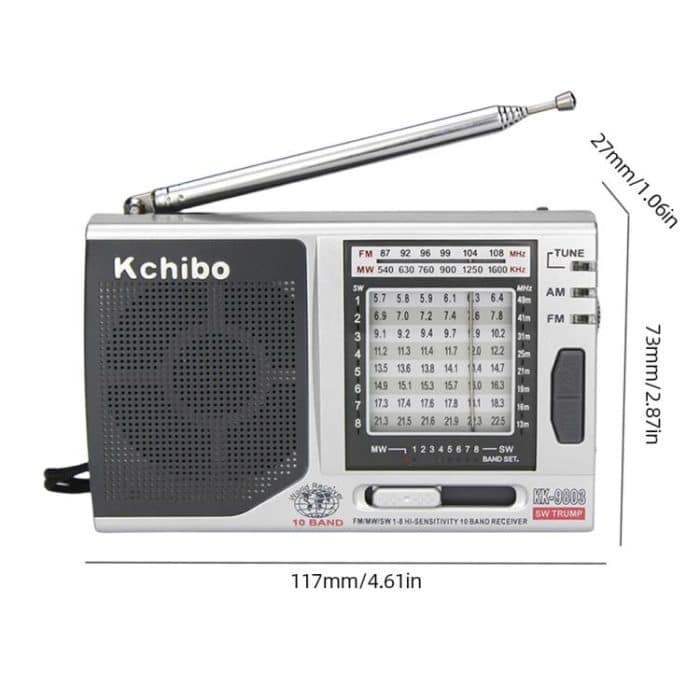 Kchibo 10-Band AM/FM/SW Portable Radio with High-Fidelity Speaker Compact Mini Multi-Band Receiver – Bild 7