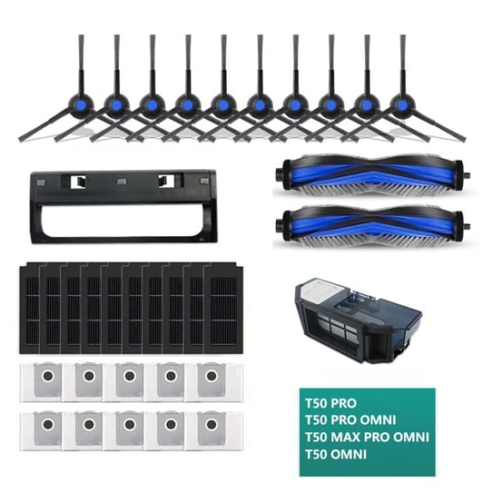 For Ecovacs Deebot T50 PRO / T50 PRO OMNI / T50 MAX PRO OMNI / T50 OMNI Replacement Parts, 17 In 1 Kit, Main Brush, 4pcs Side Brush, 3pcs Fliter, 3pcs Dust Bag, 3pcs Carbon Dust Bag, Main Brush Cover, Dust Bin Without Filter – Bild 2